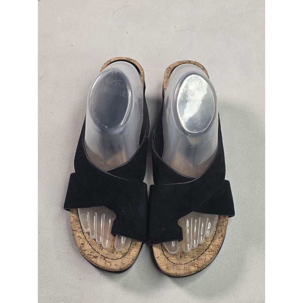 Donald Pliner 8 1/2 M Gyer Slip On Toe Ring Slide Cork Wedge Black